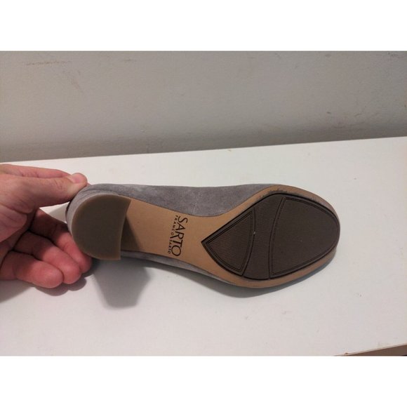 Franco Sarto Women's Suede Leather Block Heels A Aziza Gray - Picture 8 of 8